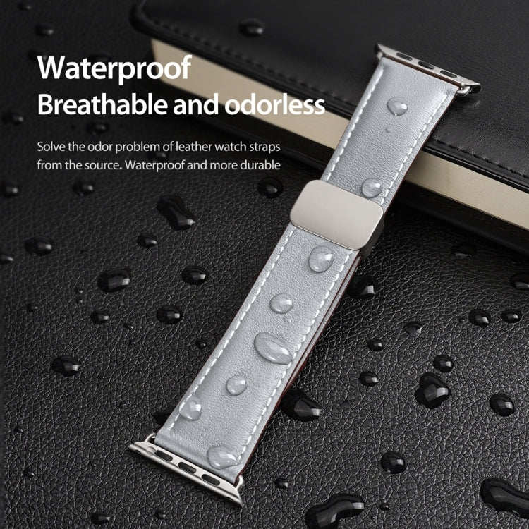 For Apple Watch Series 6 40mm DUX DUCIS YA Series Magnetic Buckle Genuine Leather Watch Band(Grey) - free shipping - PMC Jewellery - Order now!