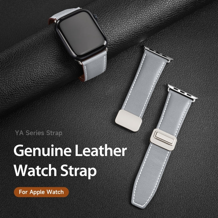For Apple Watch Series 6 44mm DUX DUCIS YA Series Magnetic Buckle Genuine Leather Watch Band(Grey) - free shipping - PMC Jewellery - Order now!
