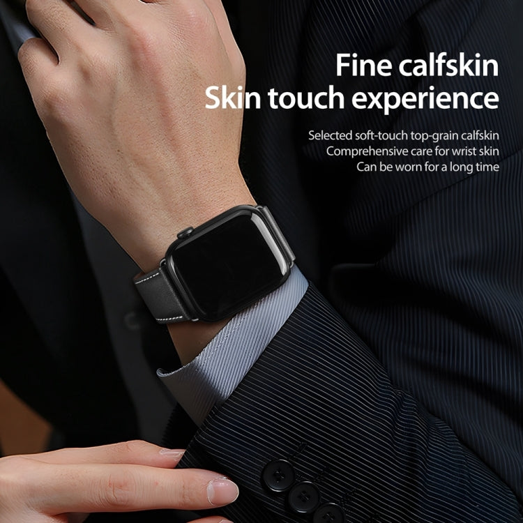 For Apple Watch Series 5 40mm DUX DUCIS YA Series Magnetic Buckle Genuine Leather Watch Band(Black) - free shipping - PMC Jewellery - Order now!