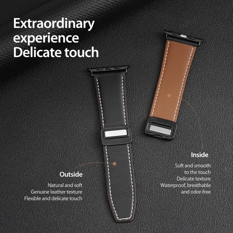 For Apple Watch Series 5 40mm DUX DUCIS YA Series Magnetic Buckle Genuine Leather Watch Band(Black) - free shipping - PMC Jewellery - Order now!