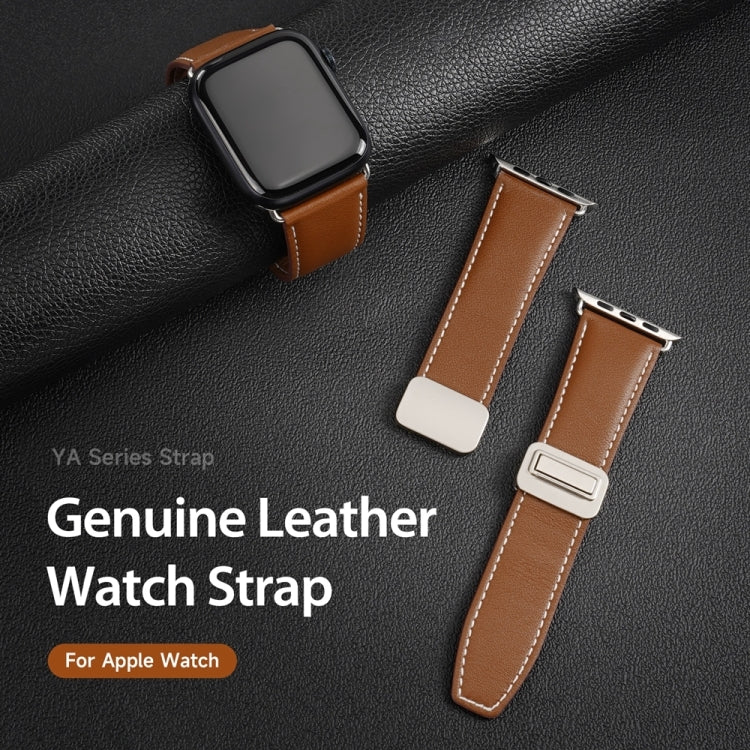 For Apple Watch Series 5 40mm DUX DUCIS YA Series Magnetic Buckle Genuine Leather Watch Band(Brown) - free shipping - PMC Jewellery - Order now!
