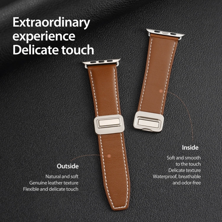 For Apple Watch Series 5 40mm DUX DUCIS YA Series Magnetic Buckle Genuine Leather Watch Band(Brown) - free shipping - PMC Jewellery - Order now!