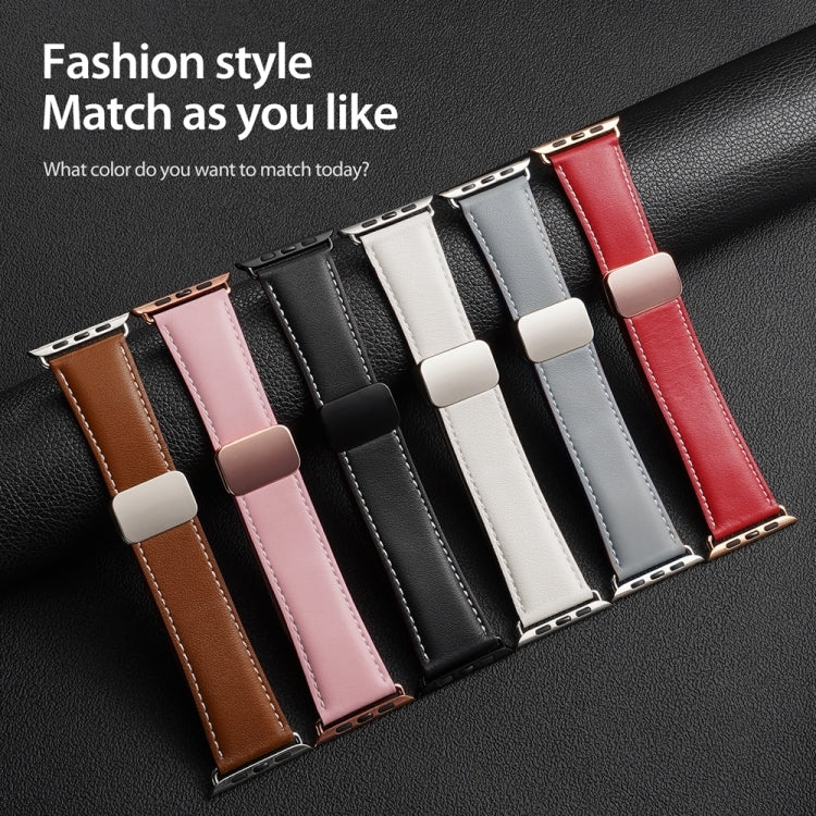 For Apple Watch Series 3 42mm DUX DUCIS YA Series Magnetic Buckle Genuine Leather Watch Band(Black) - free shipping - PMC Jewellery - Order now!