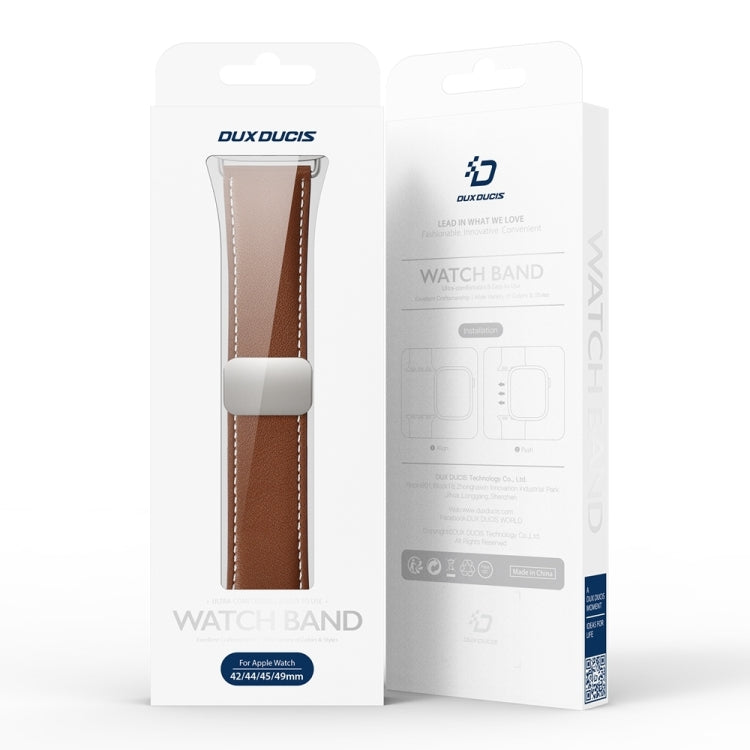 For Apple Watch Series 3 42mm DUX DUCIS YA Series Magnetic Buckle Genuine Leather Watch Band(Brown) - free shipping - PMC Jewellery - Order now!
