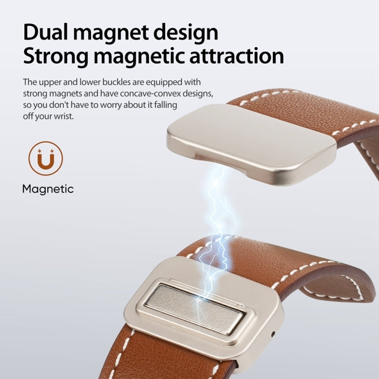 For Apple Watch Series 3 42mm DUX DUCIS YA Series Magnetic Buckle Genuine Leather Watch Band(Brown) - free shipping - PMC Jewellery - Order now!