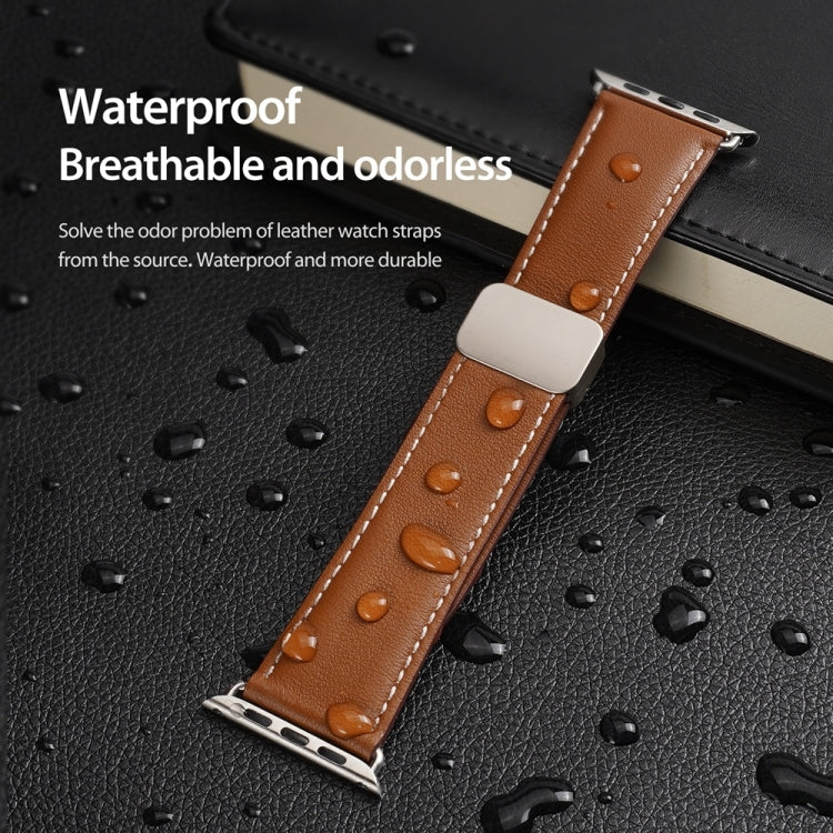 For Apple Watch Series 3 42mm DUX DUCIS YA Series Magnetic Buckle Genuine Leather Watch Band(Brown) - free shipping - PMC Jewellery - Order now!