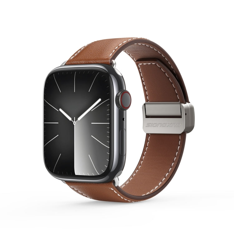 For Apple Watch 38mm DUX DUCIS YA Series Magnetic Buckle Genuine Leather Watch Band(Brown) - free shipping - PMC Jewellery - Order now!