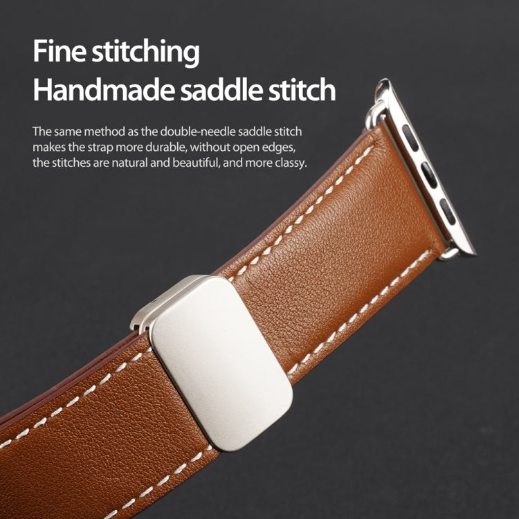 For Apple Watch 38mm DUX DUCIS YA Series Magnetic Buckle Genuine Leather Watch Band(Brown) - free shipping - PMC Jewellery - Order now!