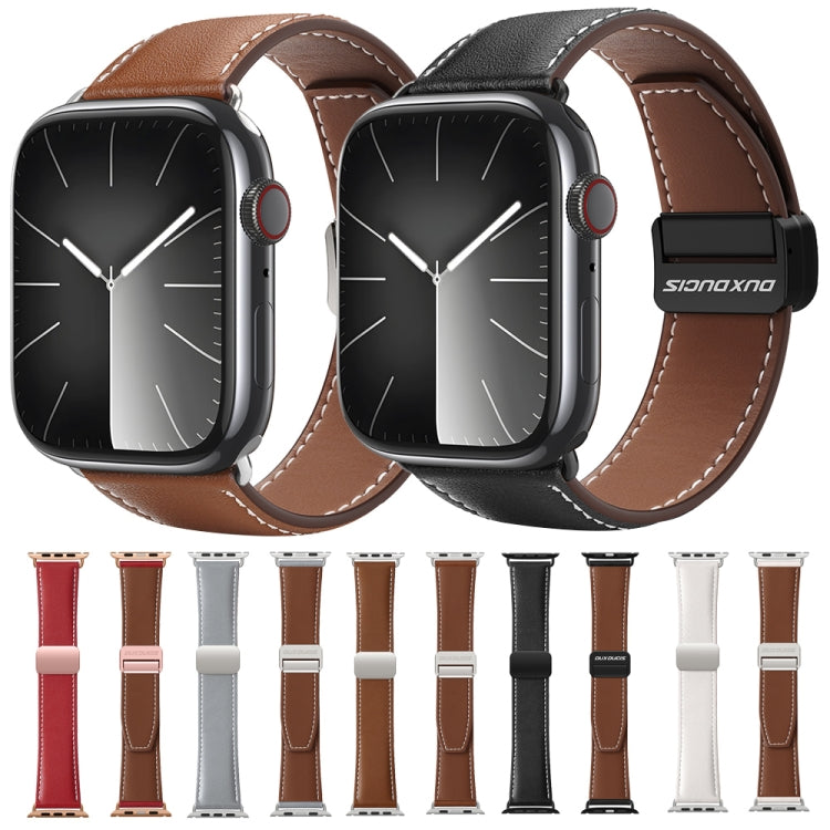 For Apple Watch Series 5 40mm DUX DUCIS YA Series Magnetic Buckle Genuine Leather Watch Band(Black) - free shipping - PMC Jewellery - Order now!
