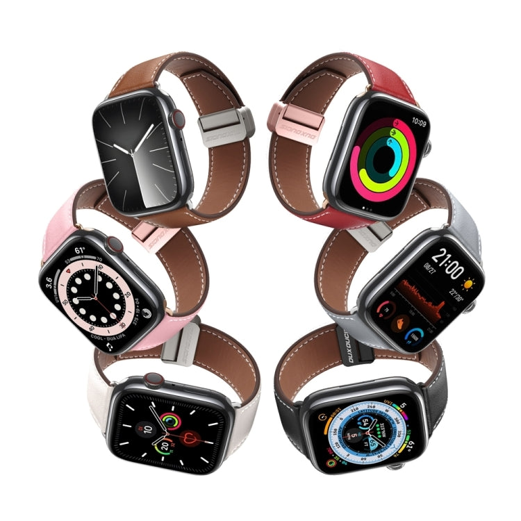 For Apple Watch Series 2 42mm DUX DUCIS YA Series Magnetic Buckle Genuine Leather Watch Band(Grey) - free shipping - PMC Jewellery - Order now!