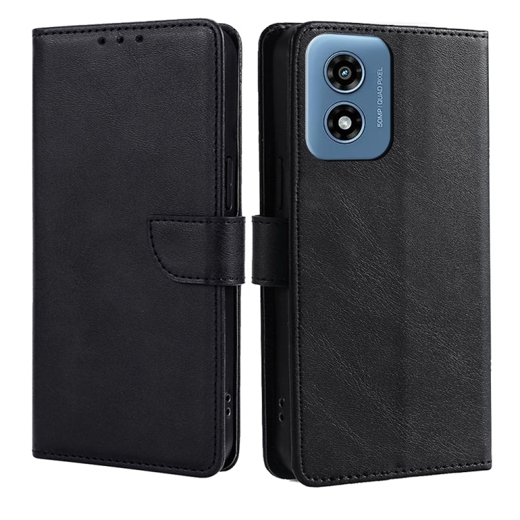 For Motorola Moto G Play 4G 2024 Calf Texture Buckle Flip Leather Phone Case(Black) - Motorola Cases by PMC Jewellery | Online Shopping South Africa | PMC Jewellery | Buy Now Pay Later Mobicred