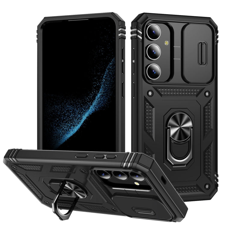 For Samsung Galaxy S24+ 5G Sliding Camshield TPU + PC Phone Case with Holder(Black) - Galaxy S24+ 5G Cases by PMC TechLife | Online Shopping South Africa | PMC TechLife