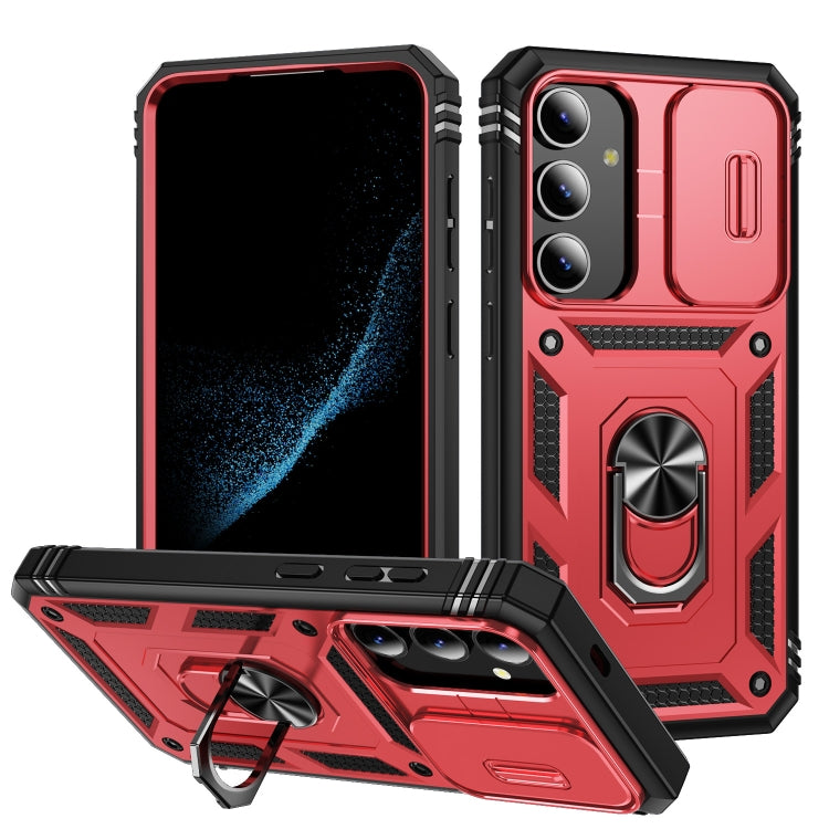 For Samsung Galaxy S24+ 5G Sliding Camshield TPU + PC Phone Case with Holder(Red+Black) - Galaxy S24+ 5G Cases by PMC TechLife | Online Shopping South Africa | PMC TechLife