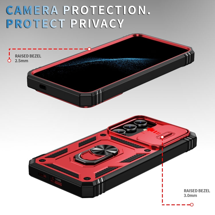 For Samsung Galaxy S24+ 5G Sliding Camshield TPU + PC Phone Case with Holder(Red+Black) - Galaxy S24+ 5G Cases by PMC TechLife | Online Shopping South Africa | PMC TechLife