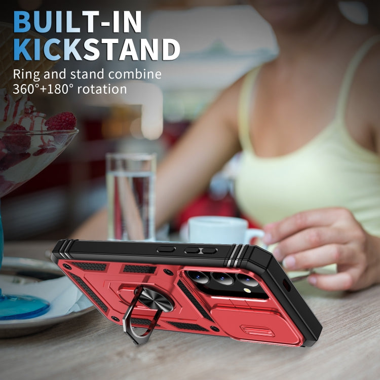 For Samsung Galaxy S24+ 5G Sliding Camshield TPU + PC Phone Case with Holder(Red+Black) - Galaxy S24+ 5G Cases by PMC TechLife | Online Shopping South Africa | PMC TechLife