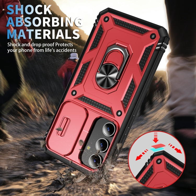 For Samsung Galaxy S24+ 5G Sliding Camshield TPU + PC Phone Case with Holder(Red+Black) - Galaxy S24+ 5G Cases by PMC TechLife | Online Shopping South Africa | PMC TechLife