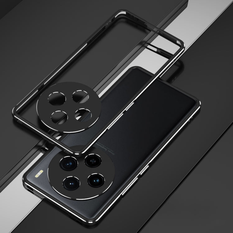 For vivo X100 Aurora Series Metal Frame Phone Case(Black Silver) - free shipping - PMC Jewellery - Order now!