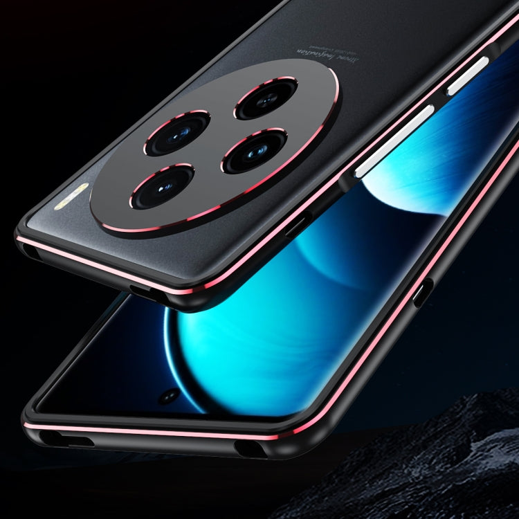 For vivo X100 Aurora Series Metal Frame Phone Case(Black Silver) - free shipping - PMC Jewellery - Order now!