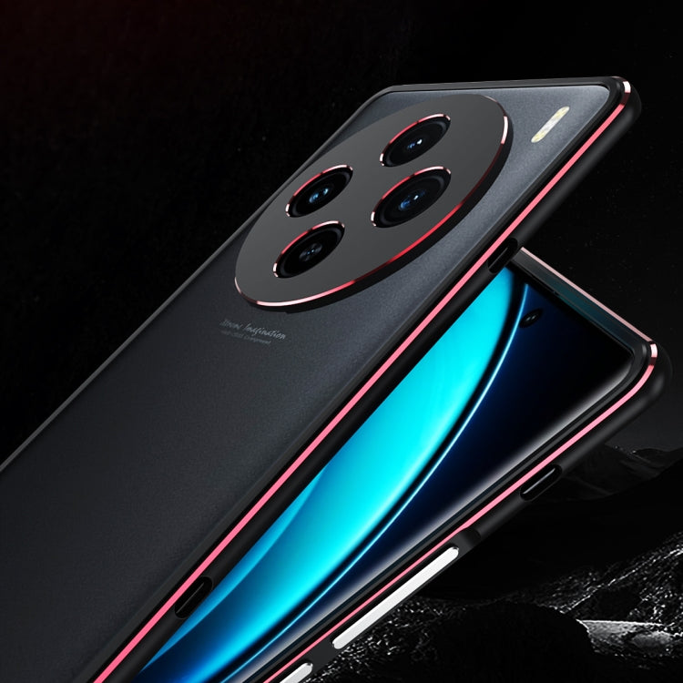 For vivo X100 Aurora Series Metal Frame Phone Case(Black Silver) - free shipping - PMC Jewellery - Order now!