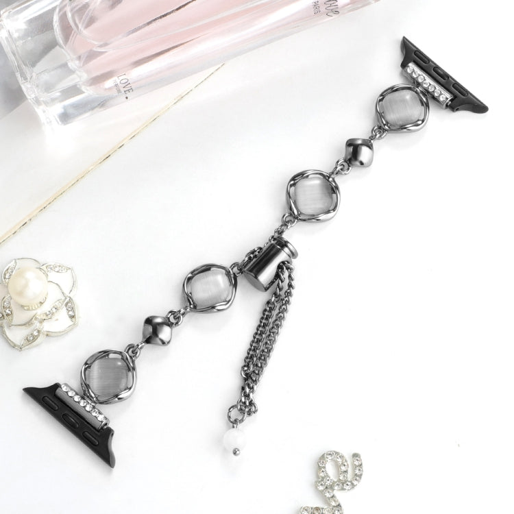 For Apple Watch SE 2023 44mm Shell Metal Chain Bracelet Watch Band(Black) - Watch Bands by PMC TechLife | Online Shopping South Africa | PMC TechLife