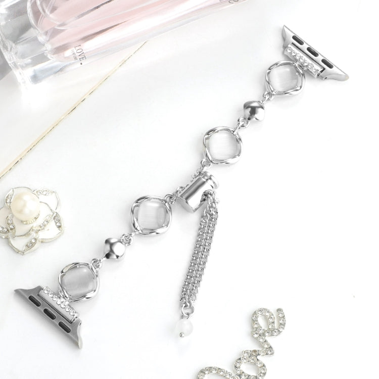 For Apple Watch Series 7 41mm Shell Metal Chain Bracelet Watch Band(Silver) - Watch Bands by PMC TechLife | Online Shopping South Africa | PMC TechLife | Buy Now Pay Later Mobicred