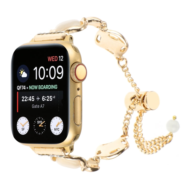 For Apple Watch Series 7 45mm Shell Metal Chain Bracelet Watch Band(Gold) - free shipping - PMC TechLife - Order now!