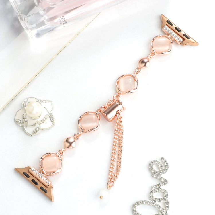 For Apple Watch Series 6 44mm Shell Metal Chain Bracelet Watch Band(Rose Gold) - free shipping - PMC TechLife - Order now!