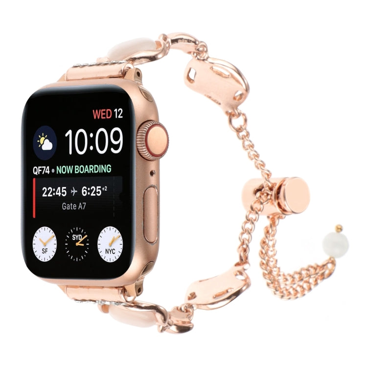 For Apple Watch Series 4 44mm Shell Metal Chain Bracelet Watch Band(Rose Gold) - Watch Bands by PMC TechLife | Online Shopping South Africa | PMC TechLife