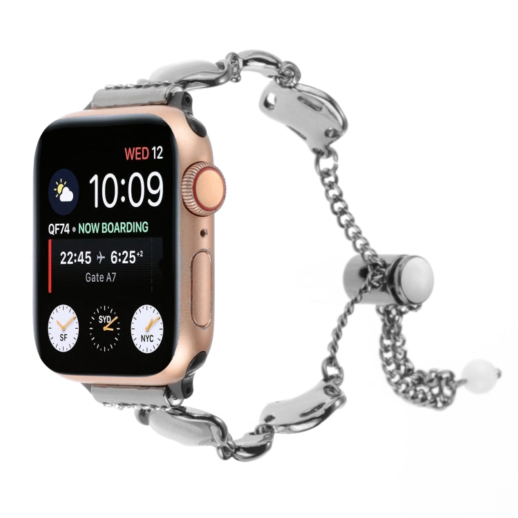 For Apple Watch 38mm Shell Metal Chain Bracelet Watch Band(Black) - Watch Bands by PMC TechLife | Online Shopping South Africa | PMC TechLife