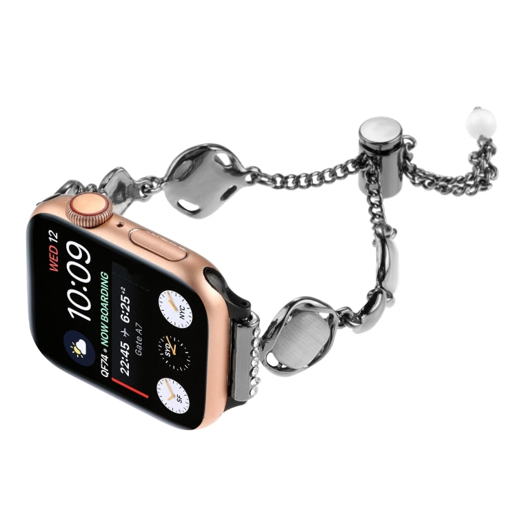 For Apple Watch 38mm Shell Metal Chain Bracelet Watch Band(Black) - Watch Bands by PMC TechLife | Online Shopping South Africa | PMC TechLife