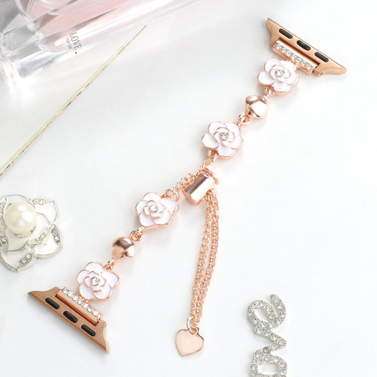 For Apple Watch Ultra 2 49mm Camellia Metal Chain Bracelet Watch Band(White Rose Gold) - Watch Bands by PMC TechLife | Online Shopping South Africa | PMC TechLife