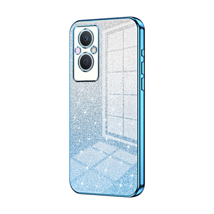 For OPPO Reno7 Z 5G / F21 Pro 5G Gradient Glitter Powder Electroplated Phone Case(Blue) - OPPO Cases by PMC TechLife | Online Shopping South Africa | PMC TechLife | Buy Now Pay Later Mobicred