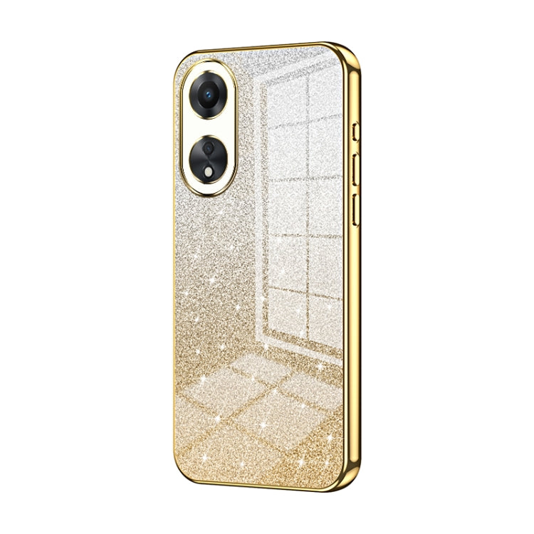 For OPPO A58 5G / A58x 5G Gradient Glitter Powder Electroplated Phone Case(Gold) - OPPO Cases by PMC TechLife | Online Shopping South Africa | PMC TechLife | Buy Now Pay Later Mobicred