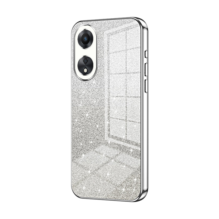 For OPPO A58 5G / A58x 5G Gradient Glitter Powder Electroplated Phone Case(Silver) - OPPO Cases by PMC TechLife | Online Shopping South Africa | PMC TechLife | Buy Now Pay Later Mobicred