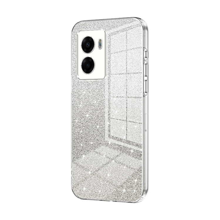 For OPPO A57 5G Gradient Glitter Powder Electroplated Phone Case(Transparent) - OPPO Cases by PMC TechLife | Online Shopping South Africa | PMC TechLife | Buy Now Pay Later Mobicred