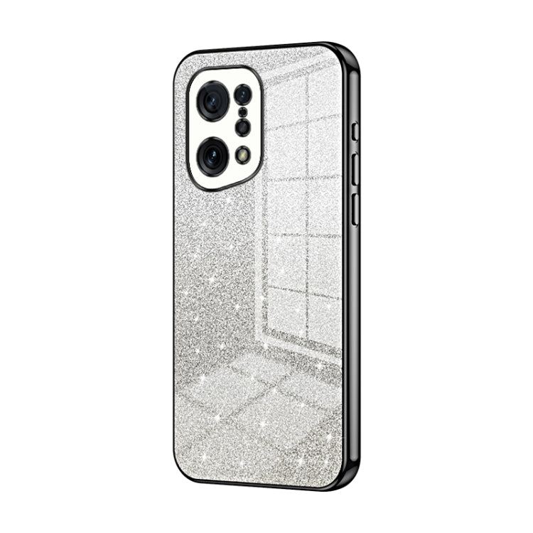 For OPPO Find X5 Gradient Glitter Powder Electroplated Phone Case(Black) - OPPO Cases by PMC TechLife | Online Shopping South Africa | PMC TechLife | Buy Now Pay Later Mobicred