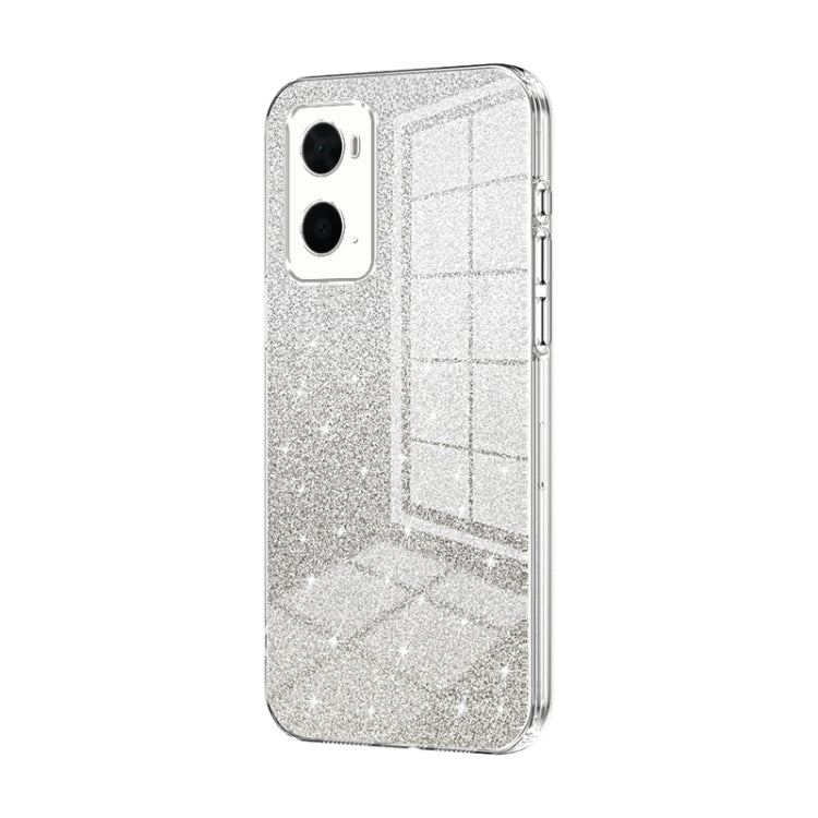 For OPPO A36 / A76 / A96 4G Global Gradient Glitter Powder Electroplated Phone Case(Transparent) - OPPO Cases by PMC TechLife | Online Shopping South Africa | PMC TechLife | Buy Now Pay Later Mobicred