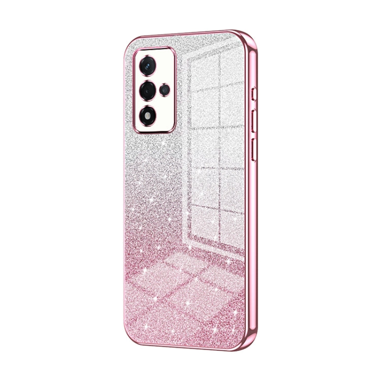 For OPPO A93s 5G Gradient Glitter Powder Electroplated Phone Case(Pink) - OPPO Cases by PMC TechLife | Online Shopping South Africa | PMC TechLife | Buy Now Pay Later Mobicred