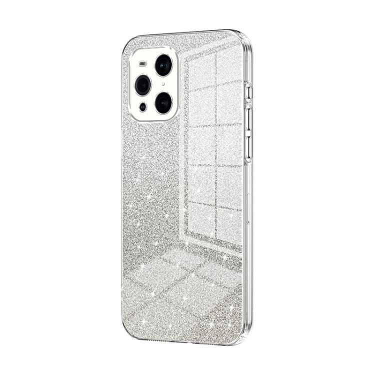 For OPPO Find X3 / Find X3 Pro Gradient Glitter Powder Electroplated Phone Case(Transparent) - OPPO Cases by PMC TechLife | Online Shopping South Africa | PMC TechLife | Buy Now Pay Later Mobicred