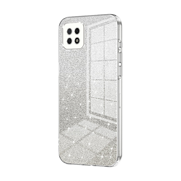 For OPPO A72 5G / A73 5G Gradient Glitter Powder Electroplated Phone Case(Transparent) - OPPO Cases by PMC TechLife | Online Shopping South Africa | PMC TechLife | Buy Now Pay Later Mobicred