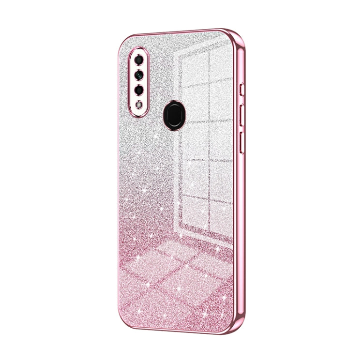 For OPPO A8 / A31 2020 Gradient Glitter Powder Electroplated Phone Case(Pink) - OPPO Cases by PMC TechLife | Online Shopping South Africa | PMC TechLife | Buy Now Pay Later Mobicred