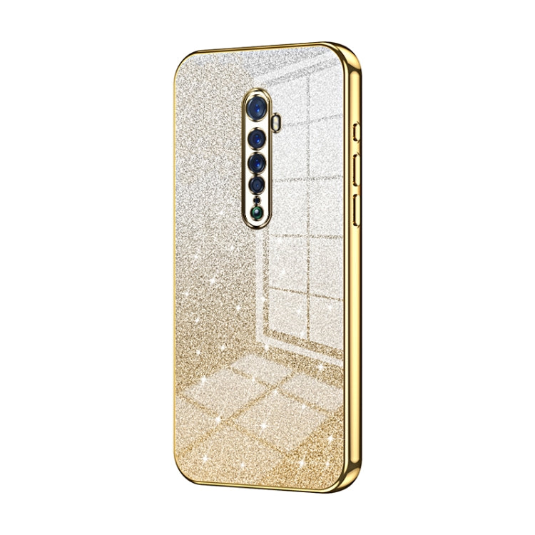 For OPPO Reno2 Gradient Glitter Powder Electroplated Phone Case(Gold) - OPPO Cases by PMC TechLife | Online Shopping South Africa | PMC TechLife | Buy Now Pay Later Mobicred