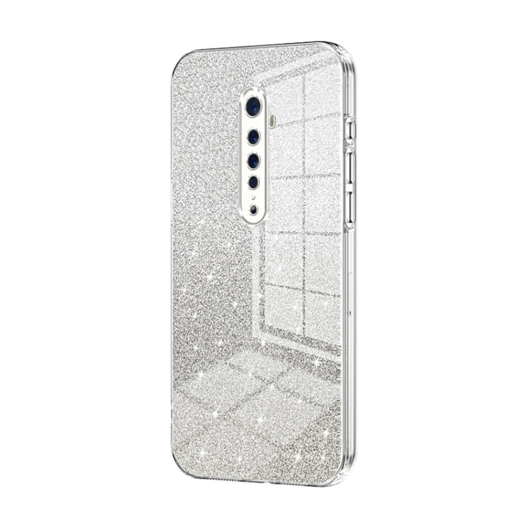 For OPPO Reno2 Gradient Glitter Powder Electroplated Phone Case(Transparent) - OPPO Cases by PMC TechLife | Online Shopping South Africa | PMC TechLife | Buy Now Pay Later Mobicred