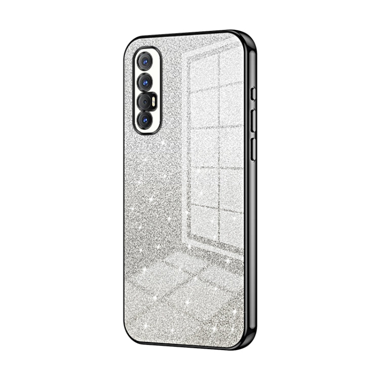 For OPPO Reno3 Pro Gradient Glitter Powder Electroplated Phone Case(Black) - OPPO Cases by PMC TechLife | Online Shopping South Africa | PMC TechLife | Buy Now Pay Later Mobicred