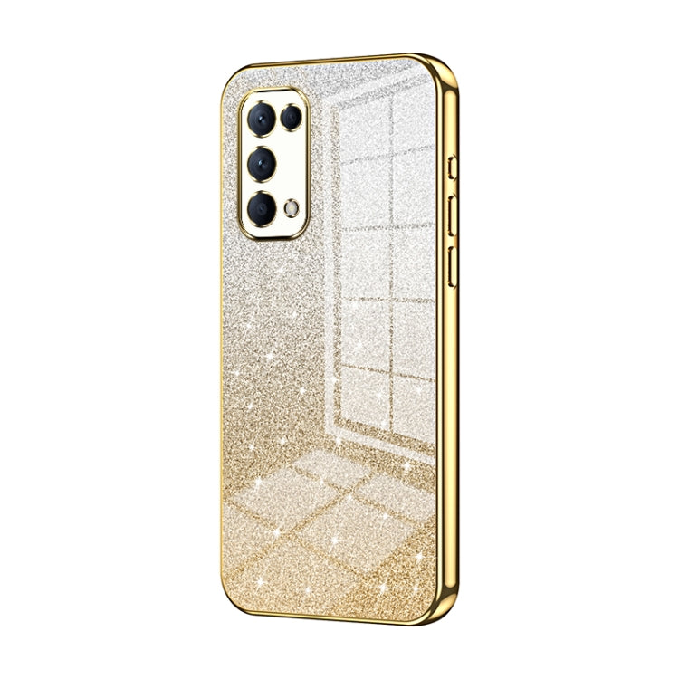 For OPPO Reno5 4G/5G / Reno5 K Gradient Glitter Powder Electroplated Phone Case(Gold) - free shipping - PMC TechLife - Order now!