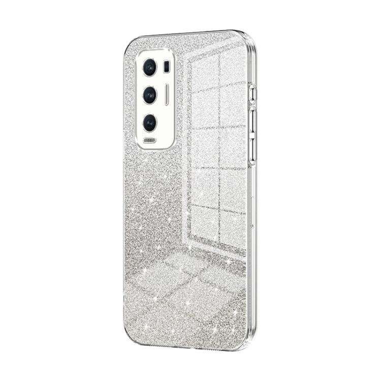 For OPPO Reno5 Pro+ Gradient Glitter Powder Electroplated Phone Case(Transparent) - OPPO Cases by PMC TechLife | Online Shopping South Africa | PMC TechLife | Buy Now Pay Later Mobicred