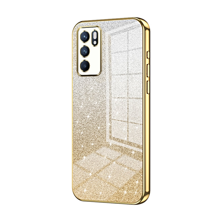 For OPPO Reno6 Indian / Malay Gradient Glitter Powder Electroplated Phone Case(Gold) - OPPO Cases by PMC TechLife | Online Shopping South Africa | PMC TechLife | Buy Now Pay Later Mobicred