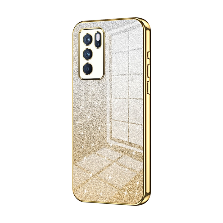 For OPPO Reno6 Pro Indian  Gradient Glitter Powder Electroplated Phone Case(Gold) - OPPO Cases by PMC TechLife | Online Shopping South Africa | PMC TechLife | Buy Now Pay Later Mobicred