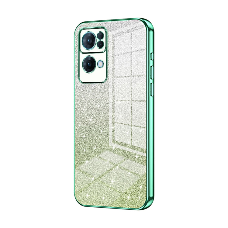 For OPPO Reno7 Pro Gradient Glitter Powder Electroplated Phone Case(Green) - OPPO Cases by PMC TechLife | Online Shopping South Africa | PMC TechLife | Buy Now Pay Later Mobicred