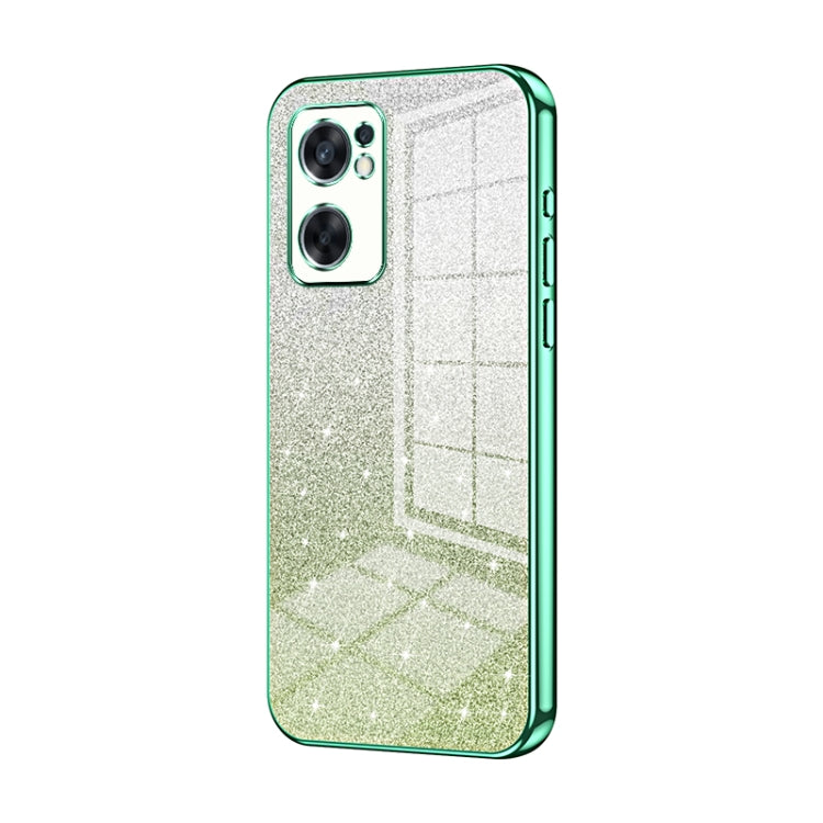 For OPPO Reno7 SE Gradient Glitter Powder Electroplated Phone Case(Green) - OPPO Cases by PMC TechLife | Online Shopping South Africa | PMC TechLife | Buy Now Pay Later Mobicred